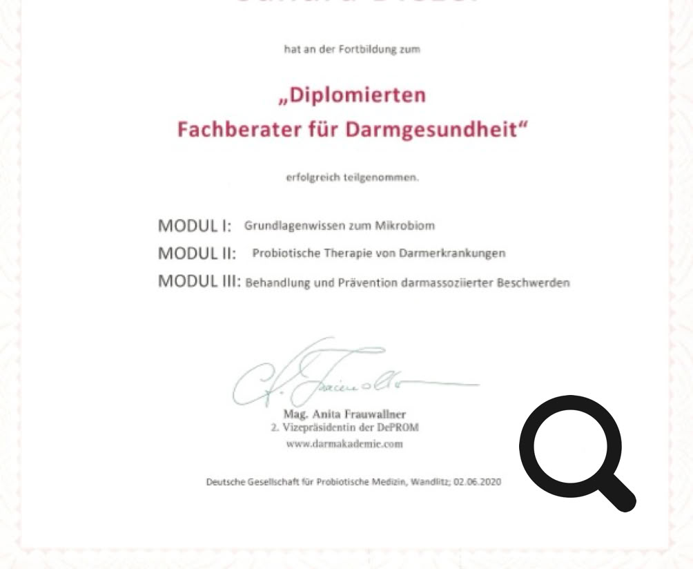 Diplom Fachberater für Darmgesundheit